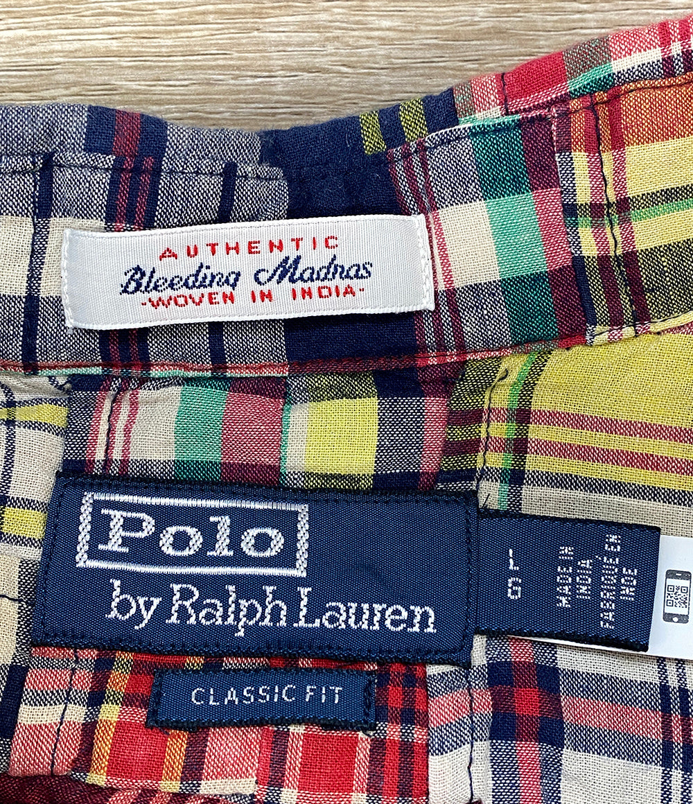 ポロ・ラルフローレン 美品 長袖シャツ BD BLEEDING MADRAS CLASSIC FIT メンズ SIZE L POLO RALPH LAUREN