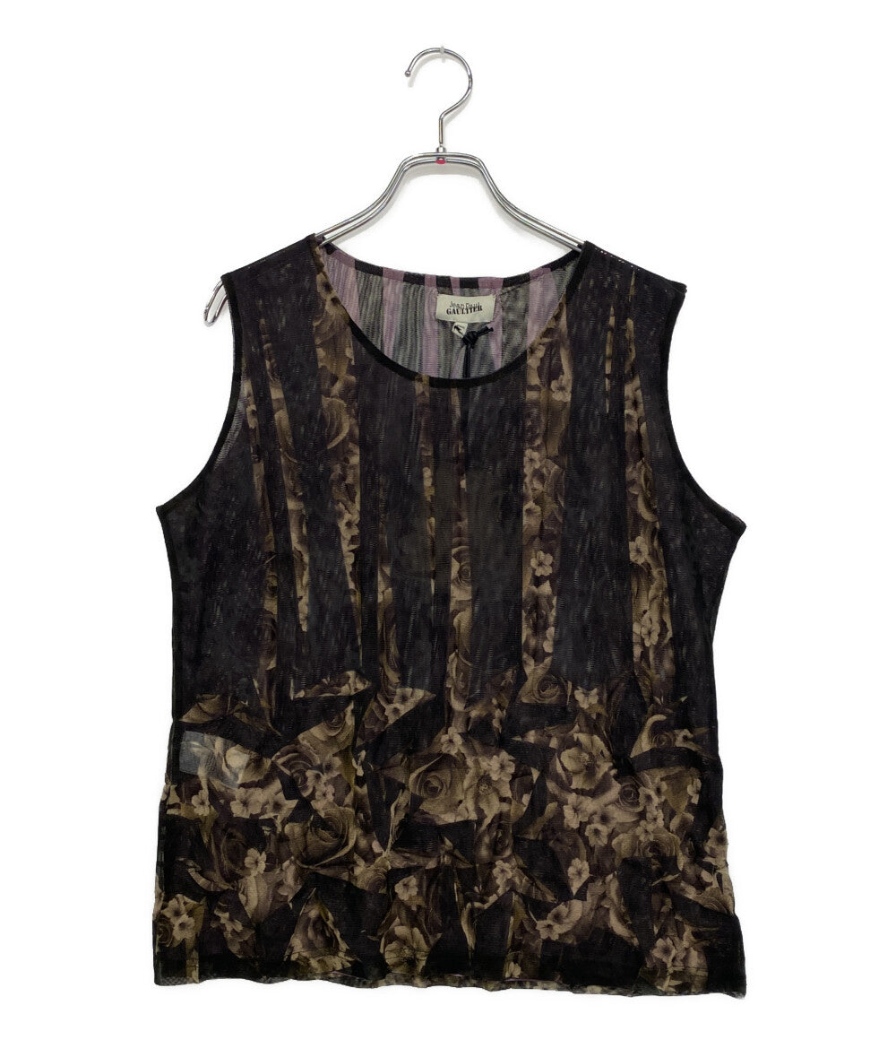 ジャンポール・ゴルチェ 美品 ノースリーブブラウス パワーネット GPC705A FLOWER レディース SIZE 38 Jean Paul GAULTIER