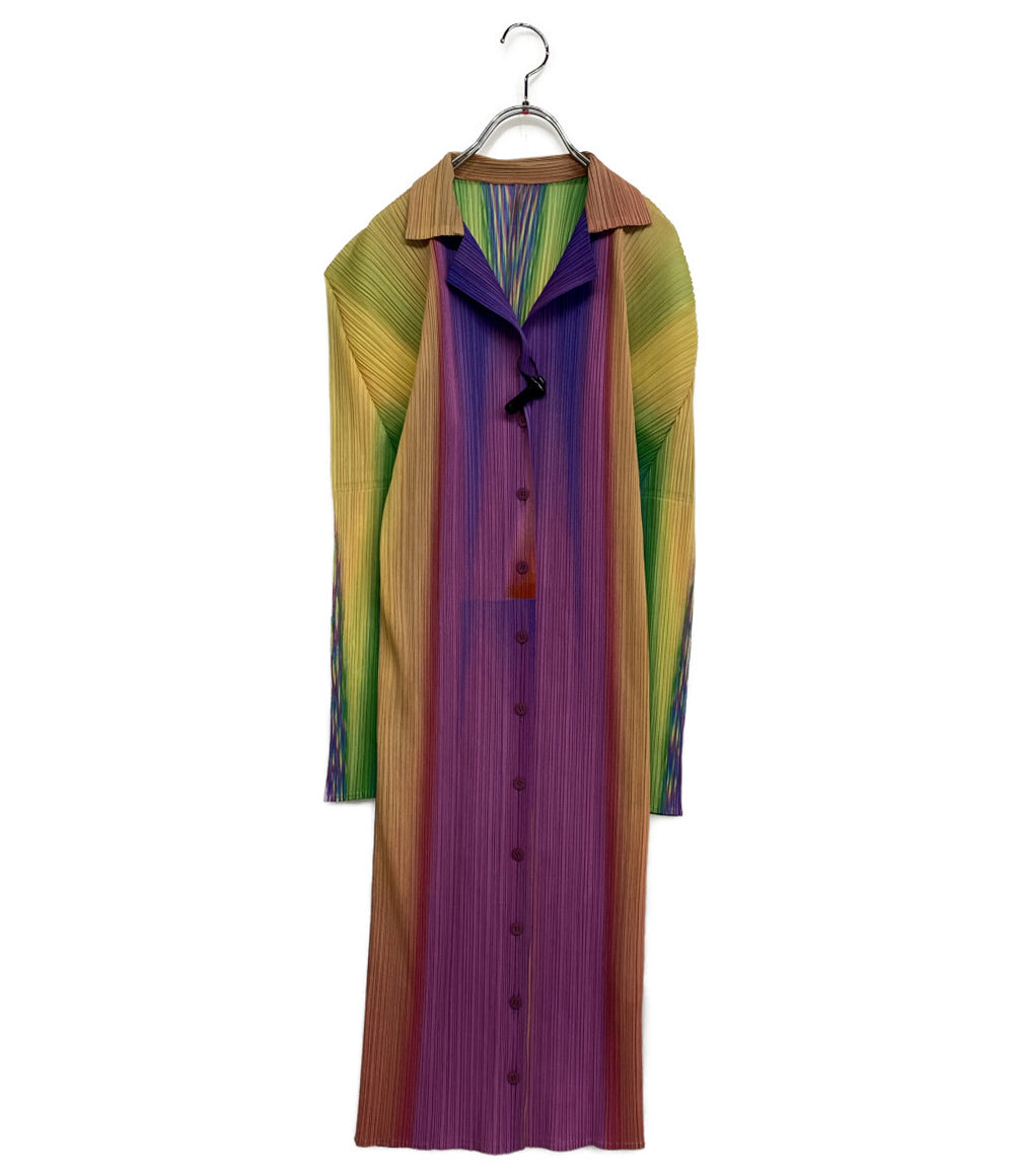 美品 PLEATS PLEASE レインボーグラデーションボタンワンピース 97AW PP79-JH825 レディース SIZE 3 プリーツプリーズ