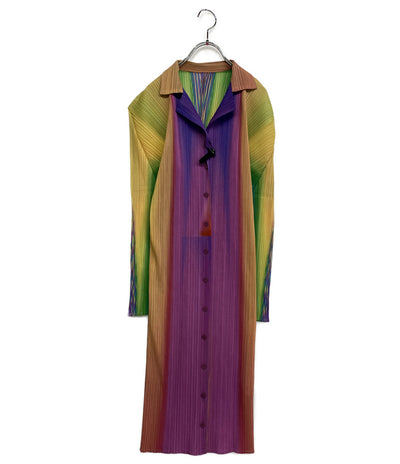 美品 PLEATS PLEASE レインボーグラデーションボタンワンピース 97AW PP79-JH825 レディース SIZE 3 プリーツプリーズ