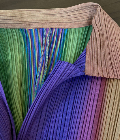 美品 PLEATS PLEASE レインボーグラデーションボタンワンピース 97AW PP79-JH825 レディース SIZE 3 プリーツプリーズ