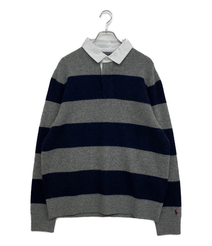 ポロ・ラルフローレン 長袖ポロシャツ ラガーシャツ カシミヤ混 ボーダー メンズ SIZE L POLO RALPH LAUREN