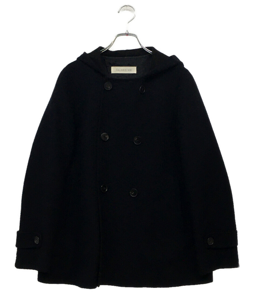GALERIE VIE ピーコート ダブルフェイス ネイビー フーディー 100％カシミヤ レディース SIZE 1 ギャルリーヴィー
