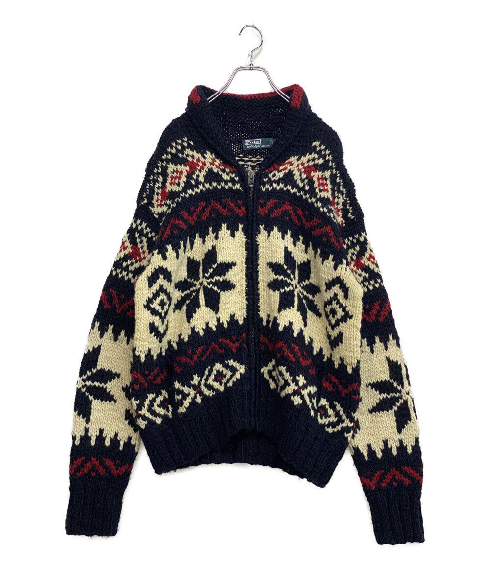 POLO RALPH LAUREN セーター ノルディック柄 フルジップ カウチン メンズ SIZE M ポロ・ラルフローレン