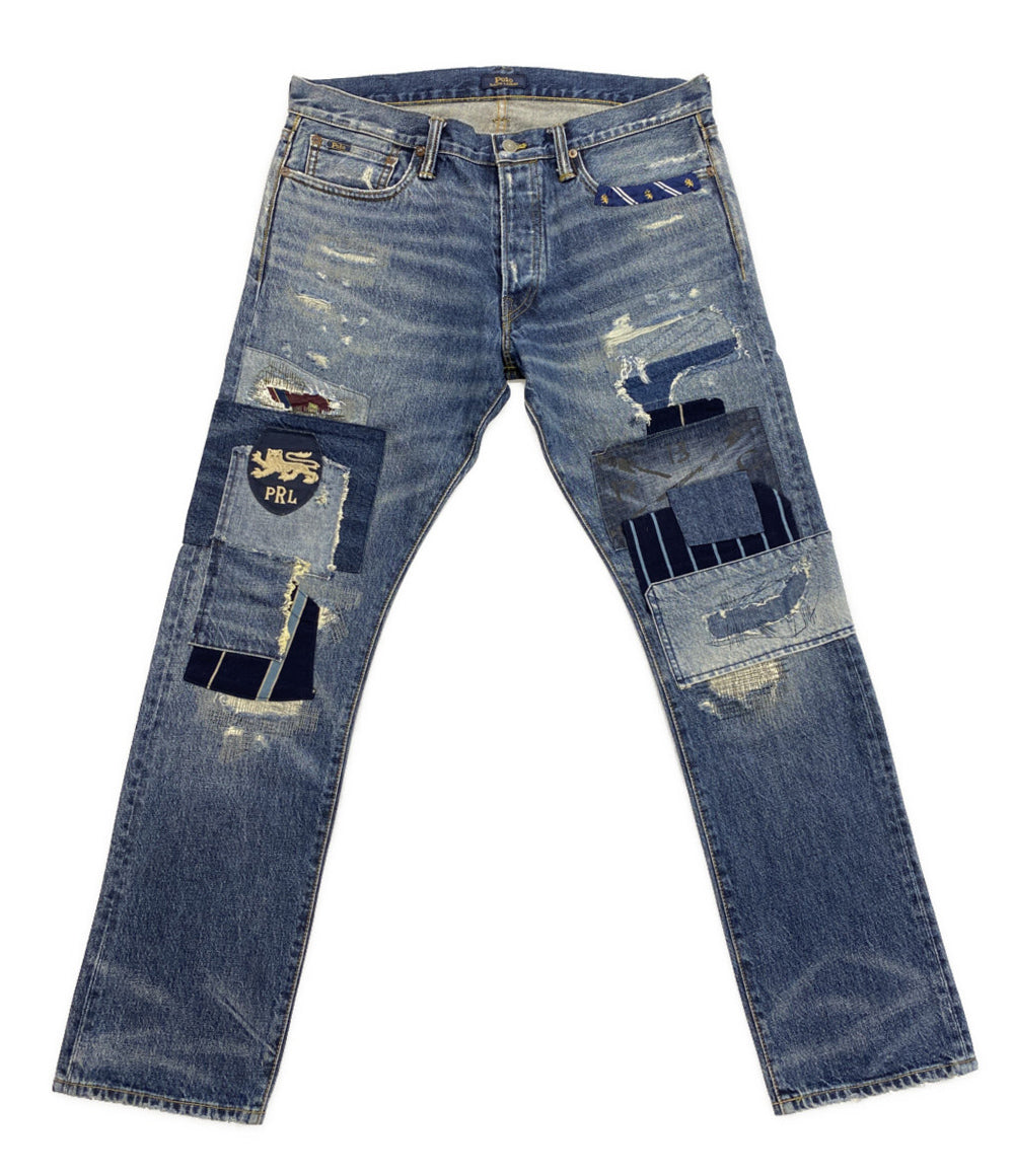 POLO RALPH LAUREN デニムパンツ VARICK SLIM STRAIGHT ディストレスト メンズ SIZE 34 ポロ・ラルフローレン