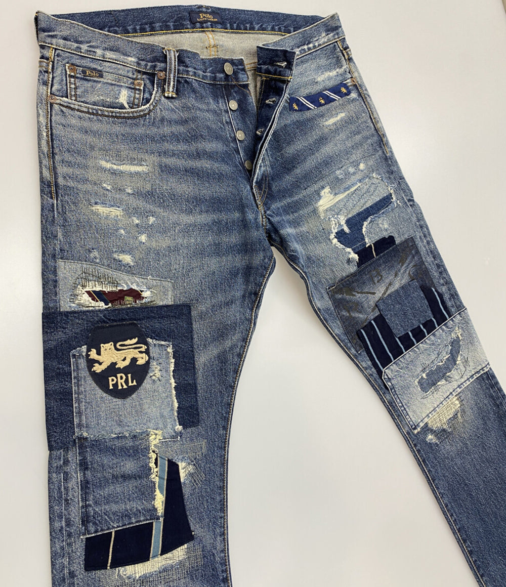 POLO RALPH LAUREN デニムパンツ VARICK SLIM STRAIGHT ディストレスト メンズ SIZE 34 ポロ・ラルフローレン