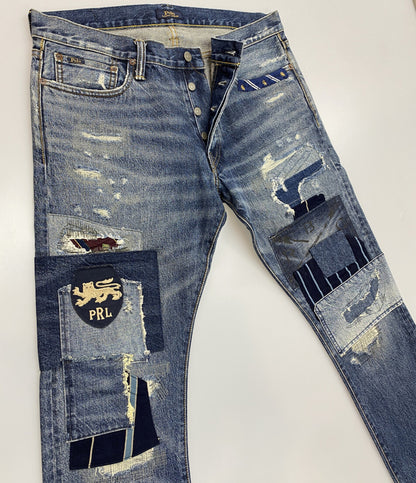 POLO RALPH LAUREN デニムパンツ VARICK SLIM STRAIGHT ディストレスト メンズ SIZE 34 ポロ・ラルフローレン