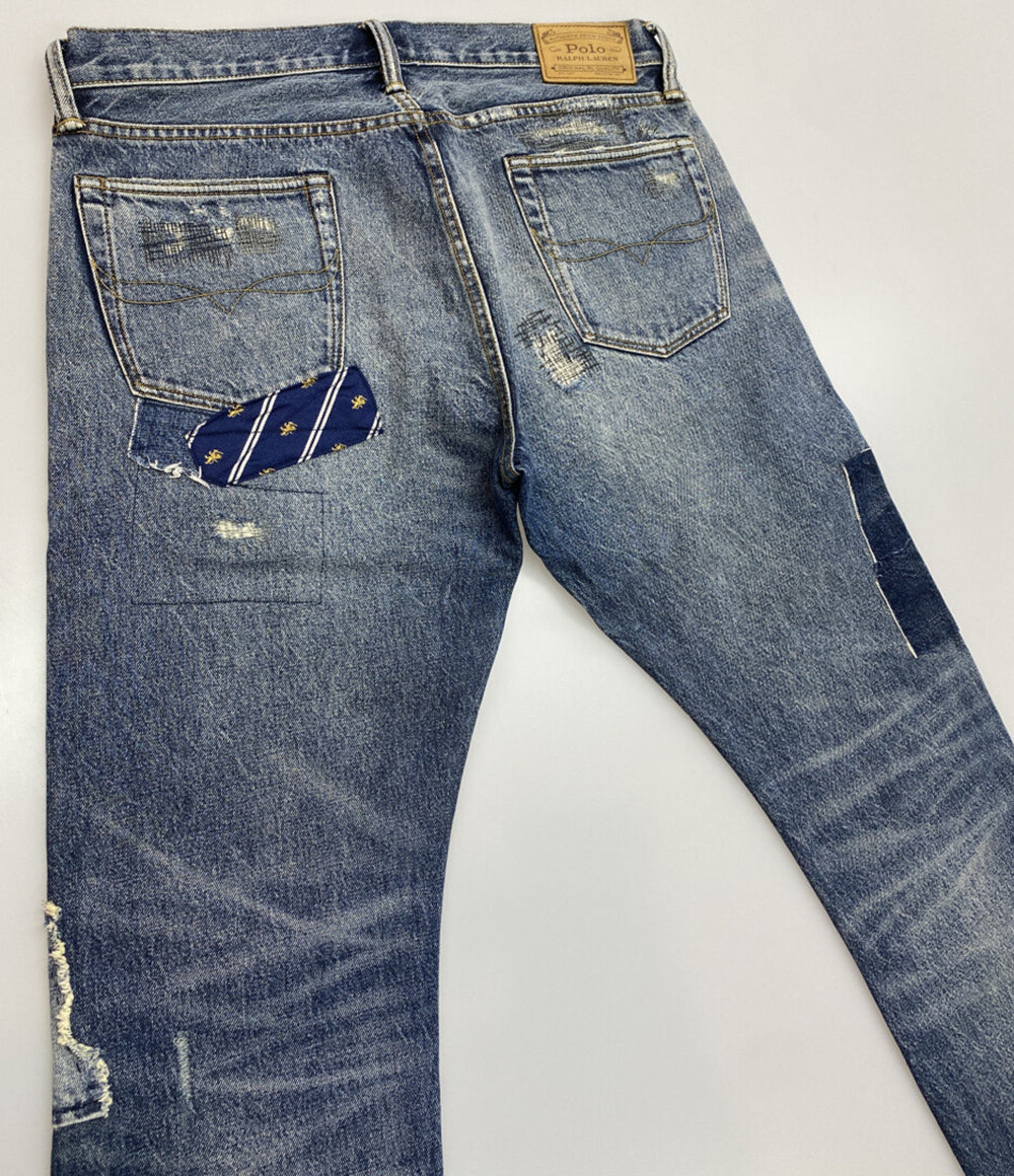 POLO RALPH LAUREN デニムパンツ VARICK SLIM STRAIGHT ディストレスト メンズ SIZE 34 ポロ・ラルフローレン