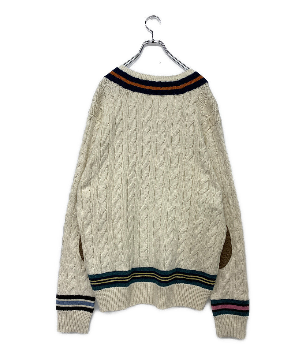 POLO RALPH LAUREN チルデンセーター ライン ナチュラル コットンカシミア メンズ SIZE L ポロ・ラルフローレン