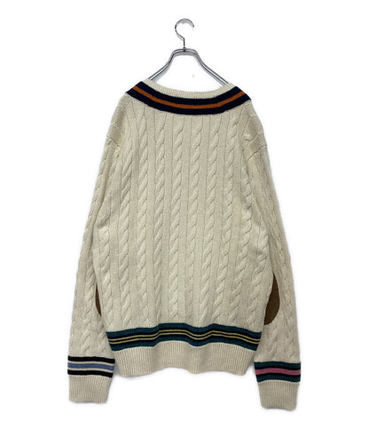 POLO RALPH LAUREN チルデンセーター ライン ナチュラル コットンカシミア メンズ SIZE L ポロ・ラルフローレン