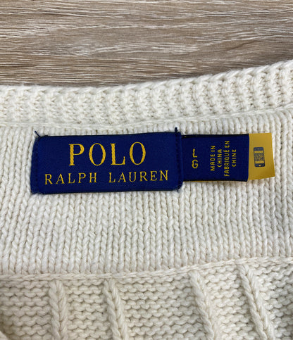 POLO RALPH LAUREN チルデンセーター ライン ナチュラル コットンカシミア メンズ SIZE L ポロ・ラルフローレン