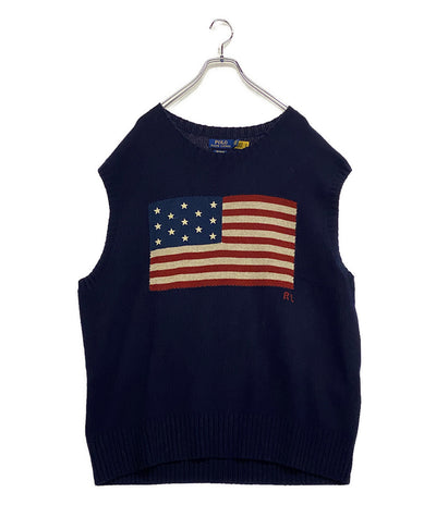 美品 POLO RALPH LAUREN 25FW ビッグフィットフラッグセーターベスト メンズ SIZE L ポロ・ラルフローレン