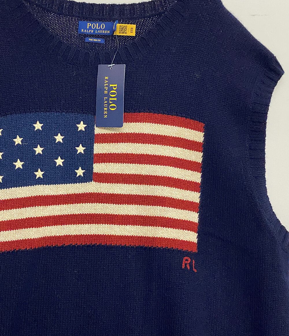 美品 POLO RALPH LAUREN 25FW ビッグフィットフラッグセーターベスト メンズ SIZE L ポロ・ラルフローレン