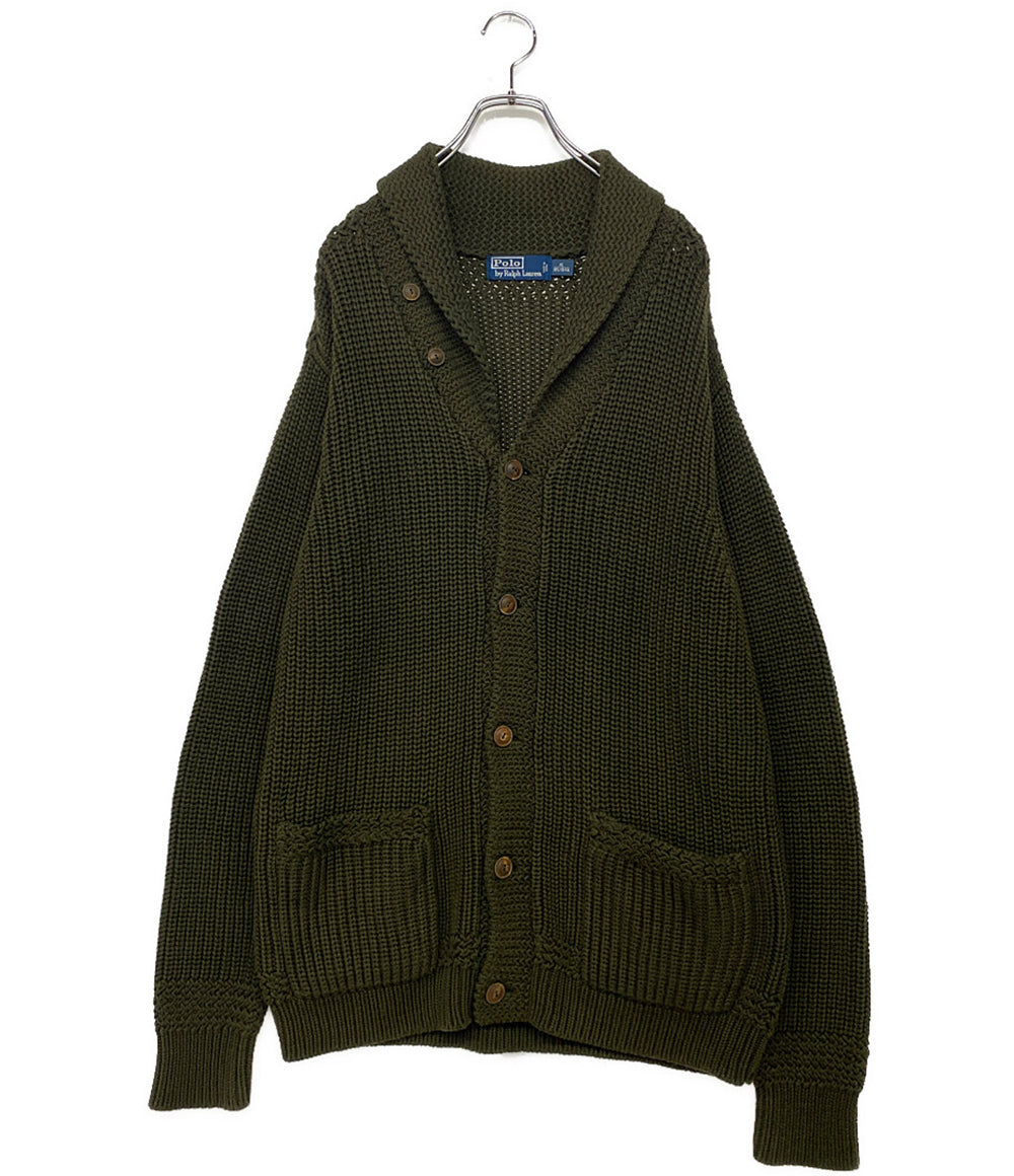 POLO RALPH LAUREN カーディガン PIMA COTTON ローゲージ ショールカラー OLIVE メンズ SIZE XL ポロ・ラルフローレン