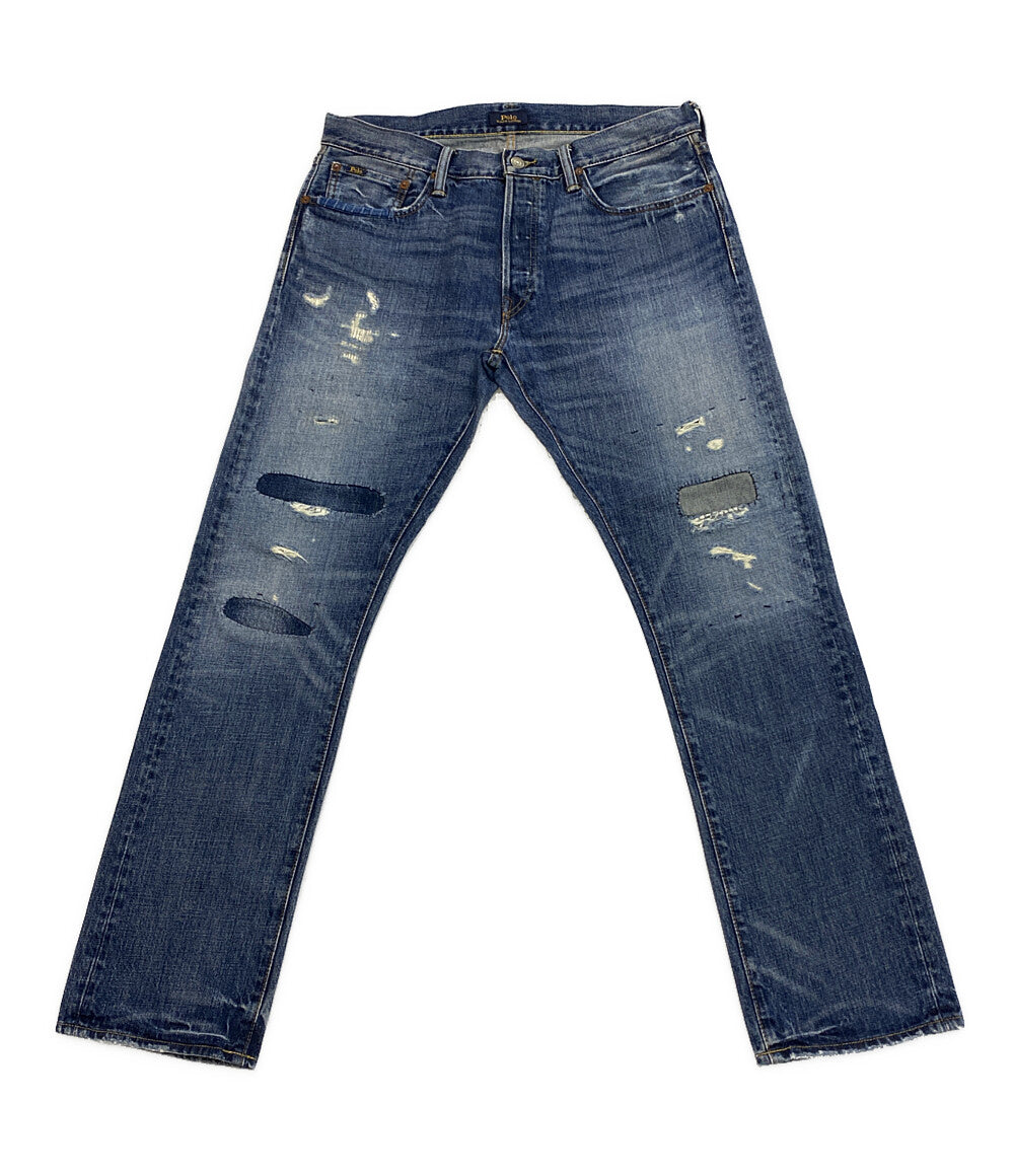 POLO RALPH LAUREN デニムパンツ VARICK SLIM STRAIGHT ディストレスト メンズ SIZE 34×32 ポロ・ラルフローレン
