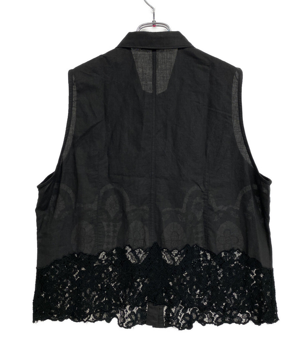 イッセイミヤケ ベスト 花柄 デコルテレース レディース SIZE M ISSEY MIYAKE