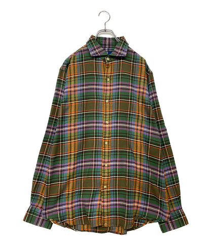 美品 RALPH LAUREN 長袖シャツ ネル チェック パープル メンズ SIZE L ラルフローレン