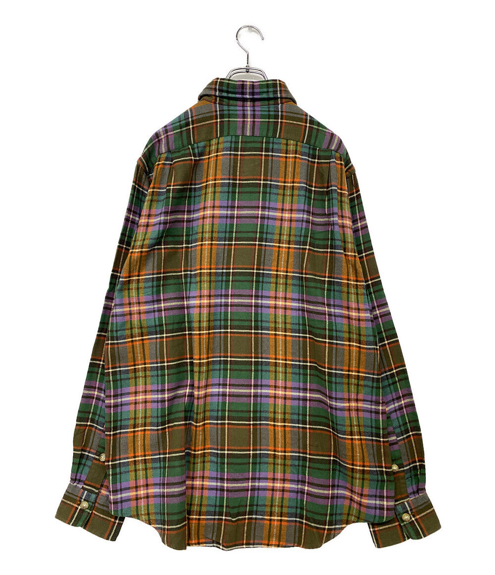 美品 RALPH LAUREN 長袖シャツ ネル チェック パープル メンズ SIZE L ラルフローレン