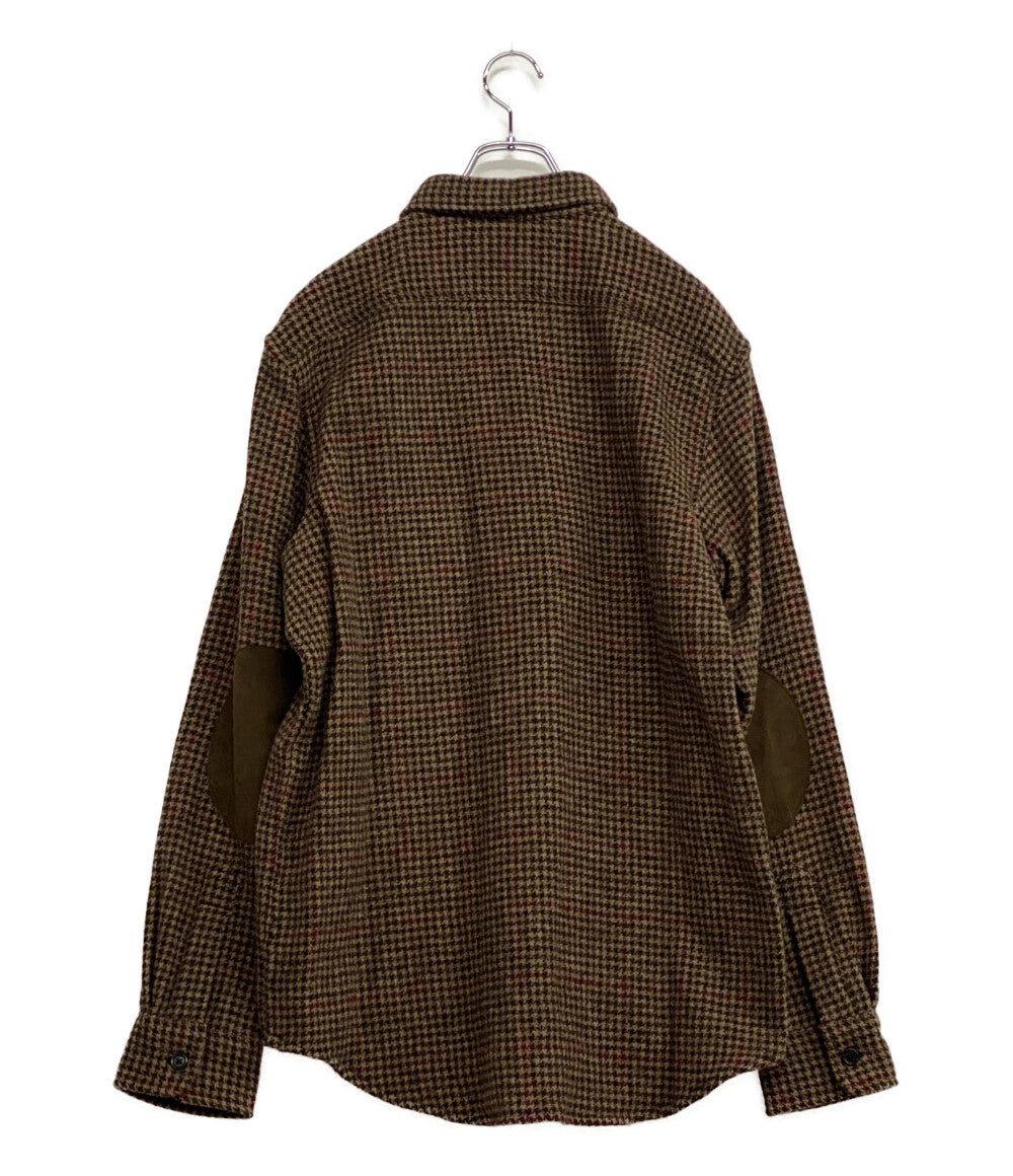 ラルフローレン 美品 長袖シャツ ウール エルボー ブラウン ワンポケ メンズ SIZE L RALPH LAUREN