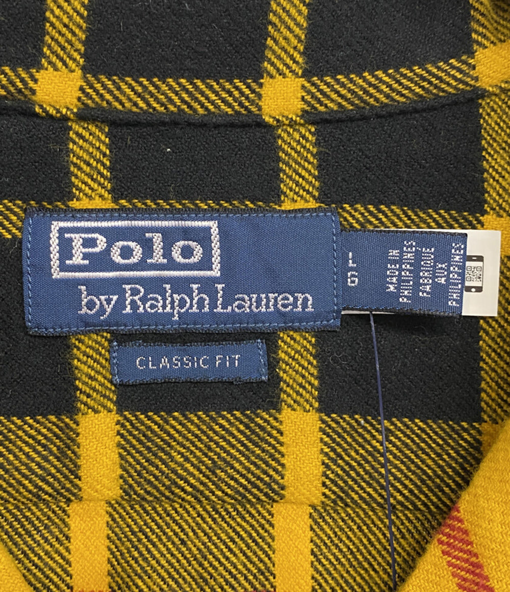 美品 POLO by RALPH LAUREN 長袖シャツ オープンカラー チェック ボックスシルエット メンズ SIZE L ポロバイラルフローレン