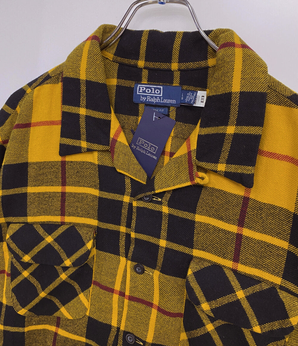 美品 POLO by RALPH LAUREN 長袖シャツ オープンカラー チェック ボックスシルエット メンズ SIZE L ポロバイラルフローレン