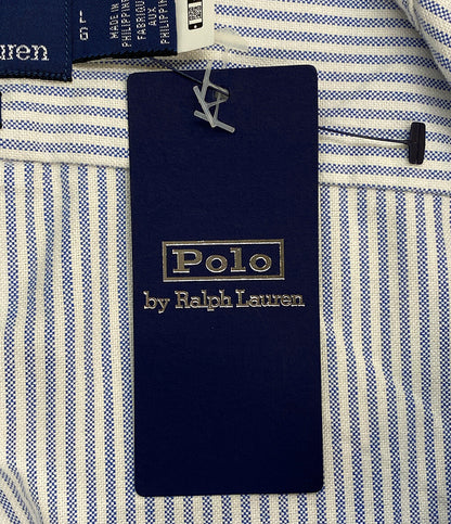 美品 POLO RALPH LAUREN 長袖シャツ THE BIG FIT ストライプ ブルー メンズ SIZE L ポロ・ラルフローレン