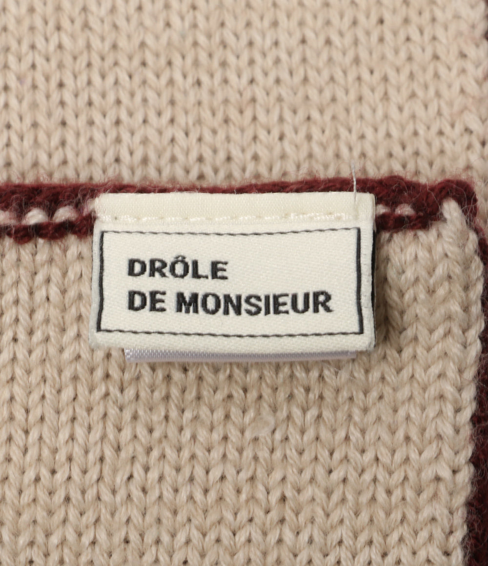 Drole de Monsieur ストール バイカラー ロゴ メリノ混 メンズ ドロールドムッシュ