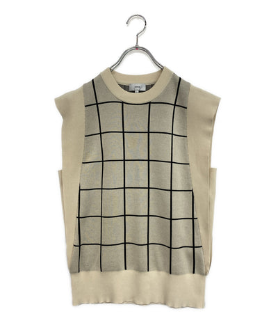 美品 HYKE ニット 22SS PLAID JACQUARD SLEEVELESS SWEATER 221-11277 レディース SIZE 1 ハイク