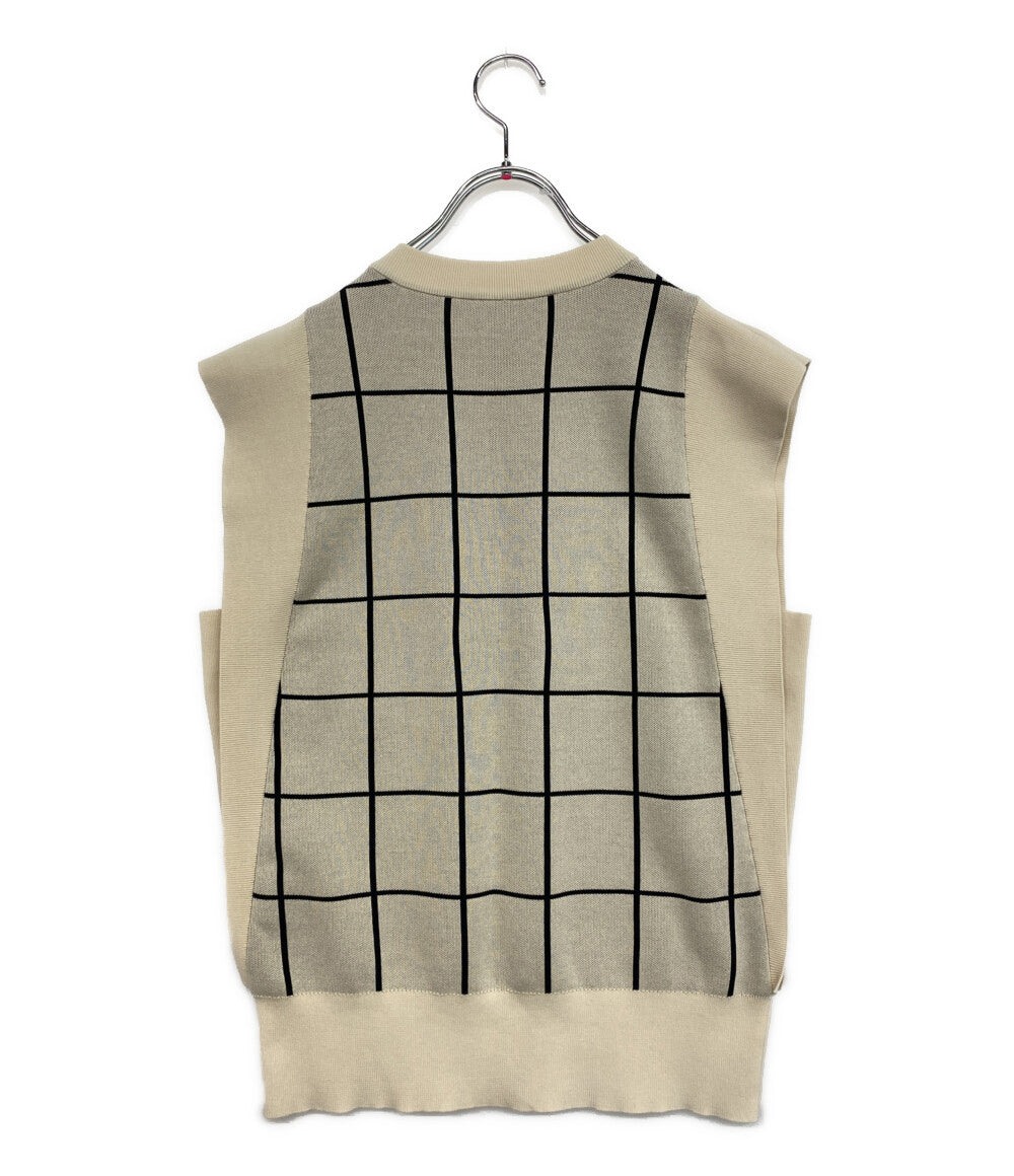 美品 HYKE ニット 22SS PLAID JACQUARD SLEEVELESS SWEATER 221-11277 レディース SIZE 1 ハイク