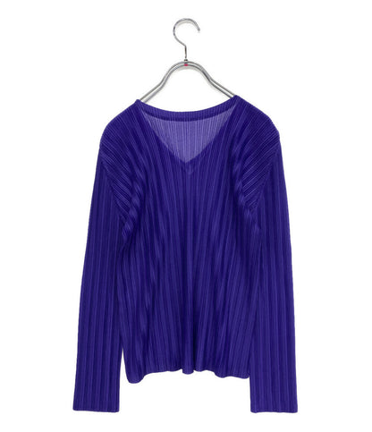 プリーツプリーズ Vネックロングカットソー　パープル レディース SIZE 03 PLEATS PLEASE ISSEY MIYAKE
