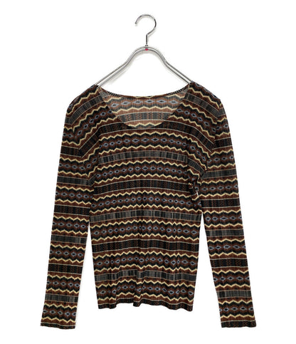 PLEATS PLEASE 総柄プリーツカットソー 12SS レディース SIZE 3 プリーツプリーズ
