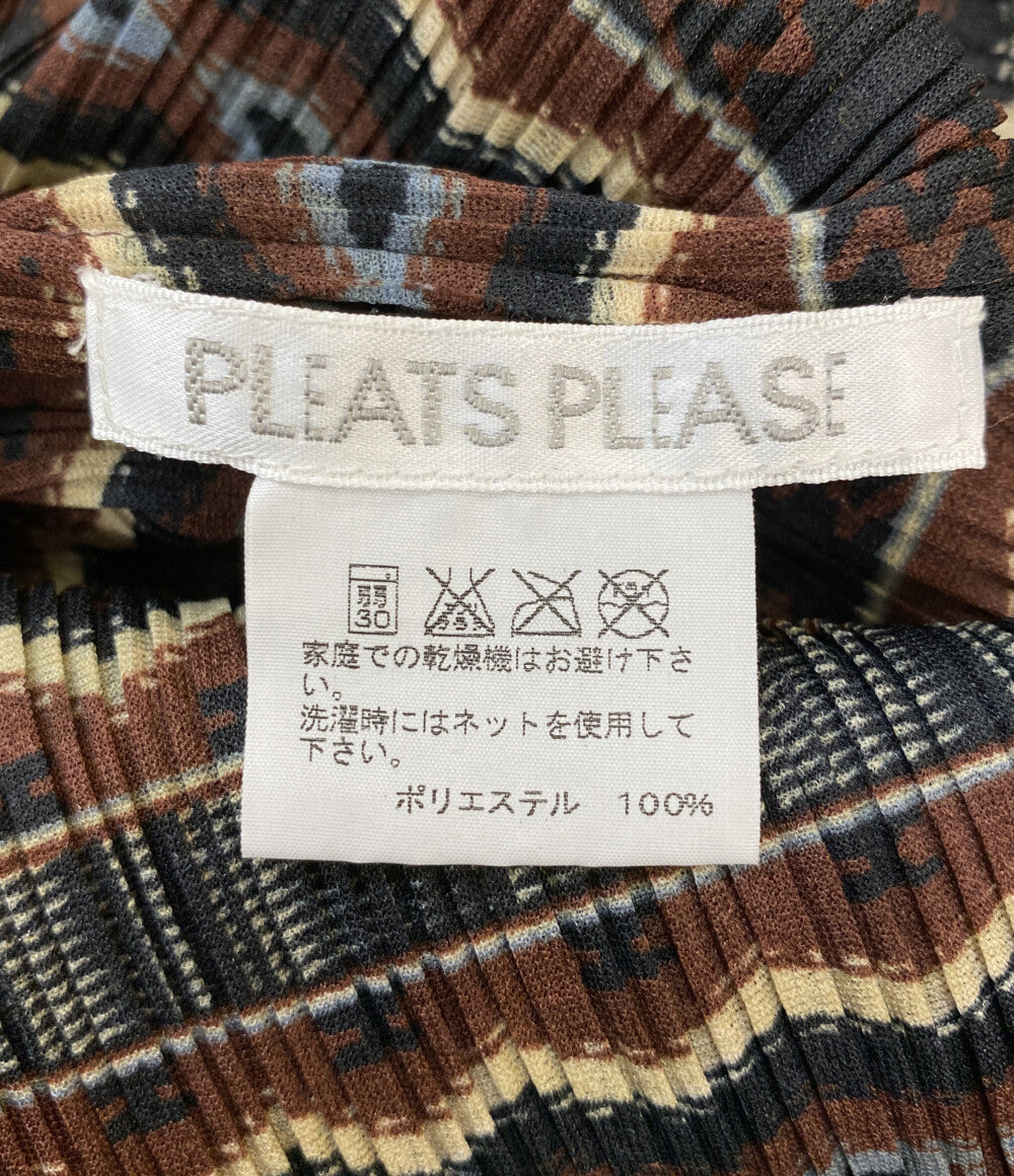 PLEATS PLEASE 総柄プリーツカットソー 12SS レディース SIZE 3 プリーツプリーズ