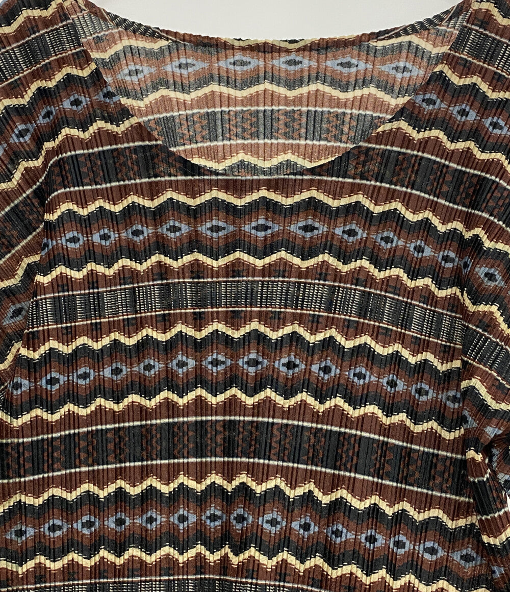 PLEATS PLEASE 総柄プリーツカットソー 12SS レディース SIZE 3 プリーツプリーズ