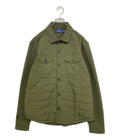 美品 RALPH LAUREN シャツジャケット キルティング ニット切替 オリーブ メンズ SIZE L ラルフローレン