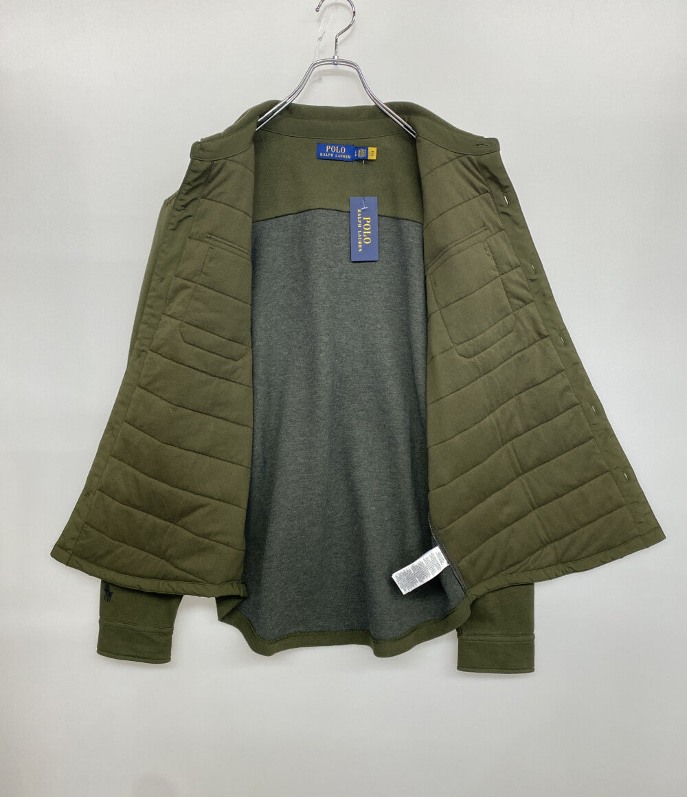美品 RALPH LAUREN シャツジャケット キルティング ニット切替 オリーブ メンズ SIZE L ラルフローレン