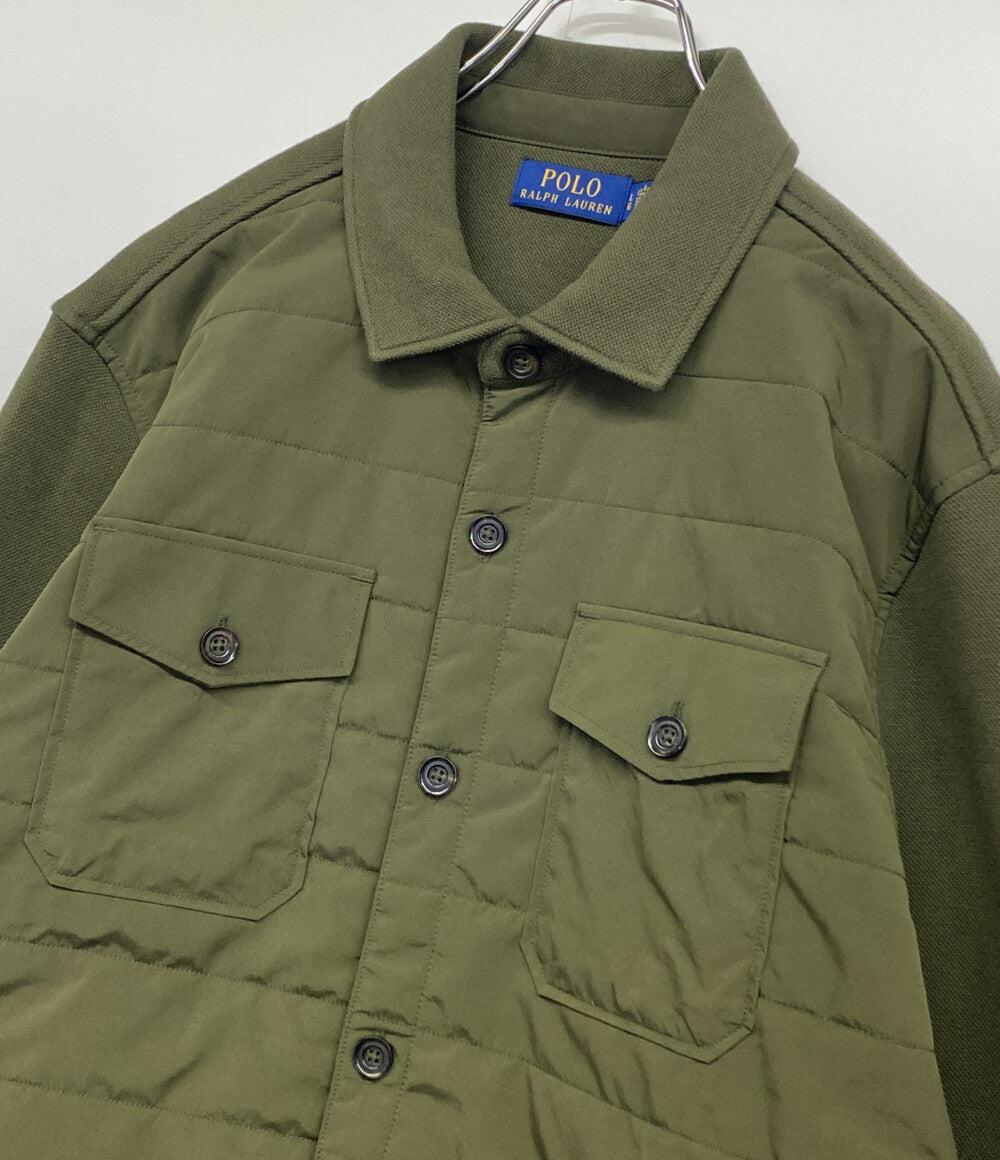 美品 RALPH LAUREN シャツジャケット キルティング ニット切替 オリーブ メンズ SIZE L ラルフローレン