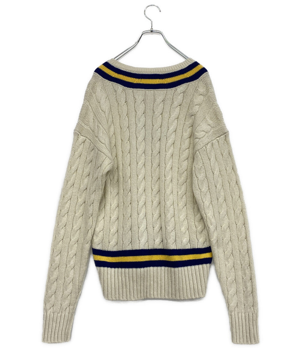 美品 POLO RALPH LAUREN ニット エンブロイダリー コットンブレンド クリケット メンズ SIZE M ポロ・ラルフローレン