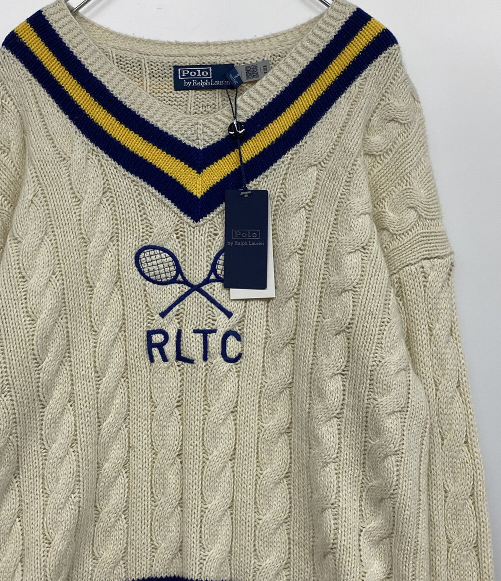 美品 POLO RALPH LAUREN ニット エンブロイダリー コットンブレンド クリケット メンズ SIZE M ポロ・ラルフローレン
