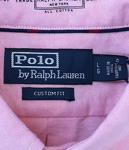 美品 POLO RALPH LAUREN 長袖シャツ BD オックスフォード ピンク ワンポケ 袖ポニー メンズ SIZE L ポロ・ラルフローレン