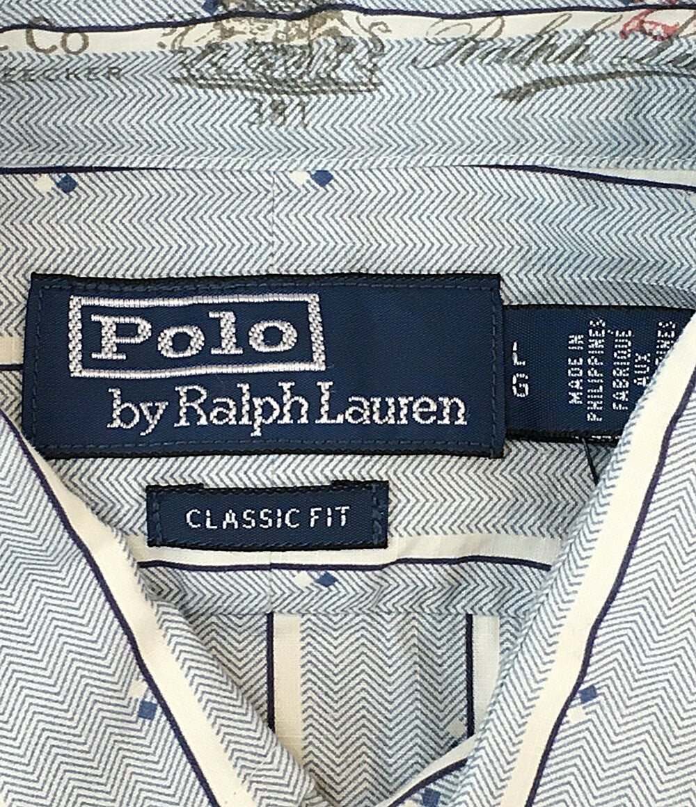 POLO RALPH LAUREN 長袖シャツ ワーク ネコ目ボタン ストライプ CLASSIC FIT メンズ SIZE L ポロ・ラルフローレン