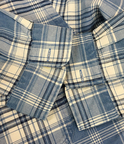美品 RALPH LAUREN 長袖シャツ チェック オープンカラー CLASSIC FIT INDIGO メンズ SIZE XL ラルフローレン