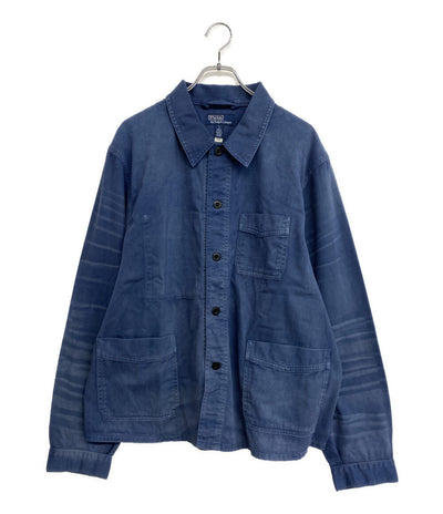 美品 RALPH LAUREN ジャケット ワーク ユーロワークデザイン USED加工 ネイビー メンズ SIZE L ラルフローレン