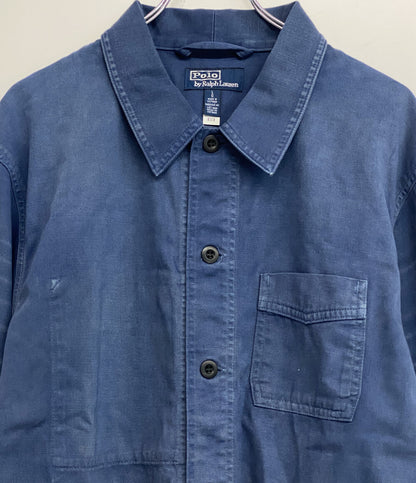 美品 RALPH LAUREN ジャケット ワーク ユーロワークデザイン USED加工 ネイビー メンズ SIZE L ラルフローレン