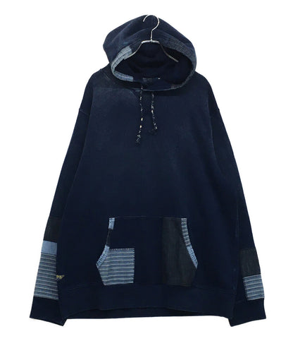 美品 POLO RALPH LAUREN パーカー インディゴ フレンチテリー パッチワークフーディ メンズ SIZE XXL ポロ・ラルフローレン