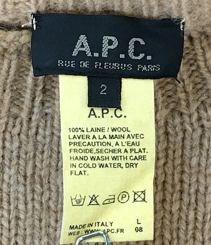 A.P.C. ニット 古着 90s イタリア製 ライトブラウン ウール100 メンズ SIZE 2 アーペーセー
