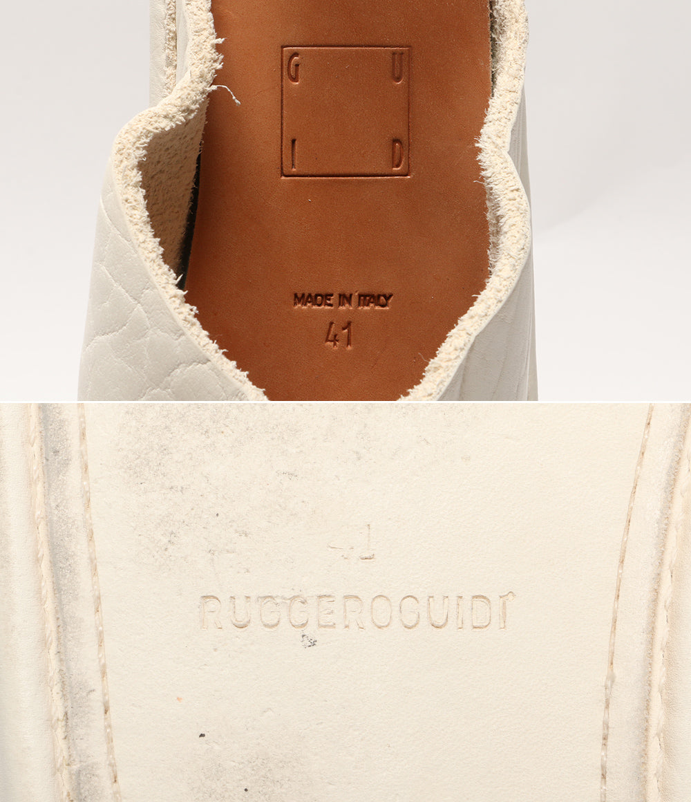 GUIDI サンダル ホワイト レザー SLQ01 メンズ SIZE 41 グイディ