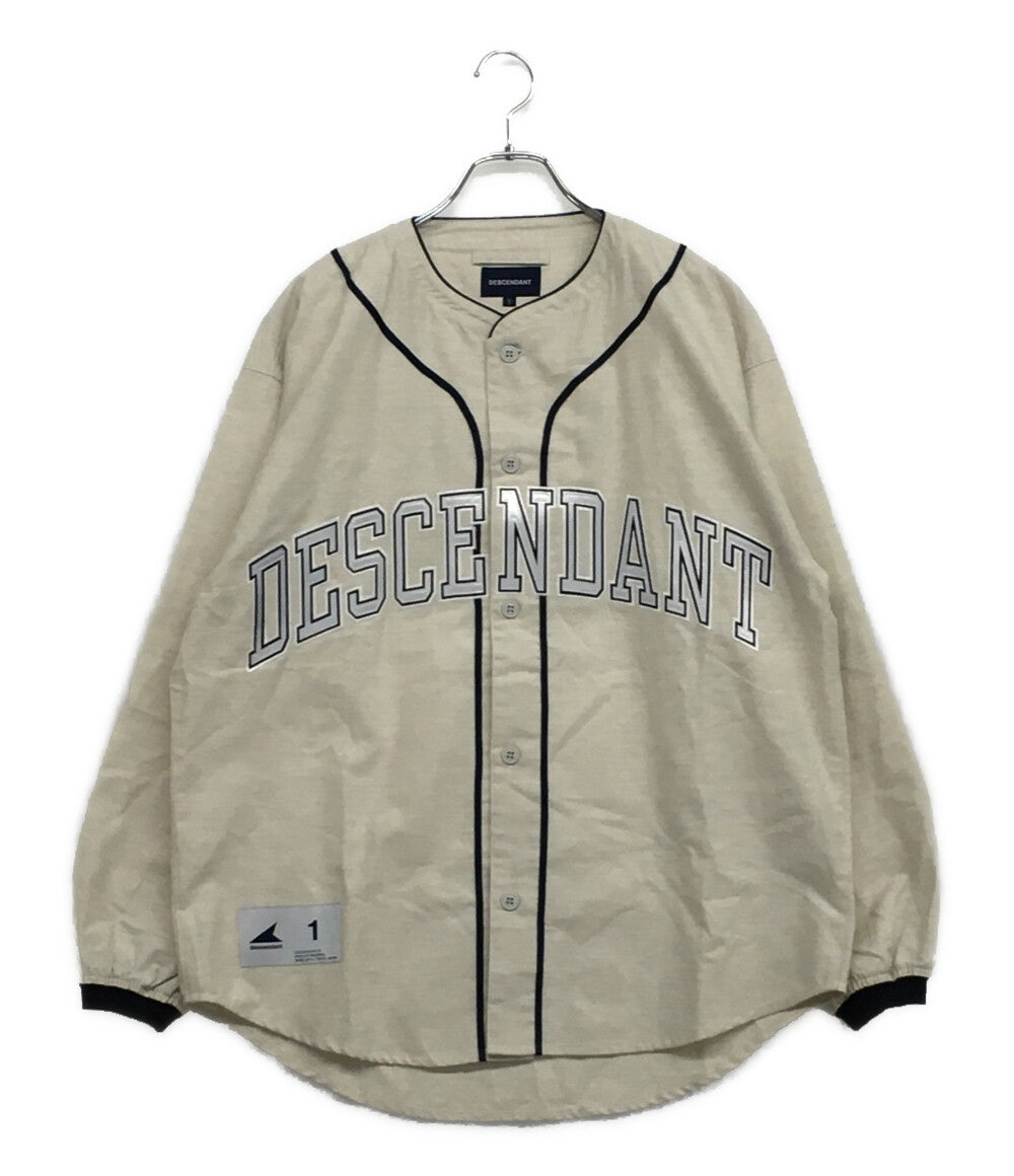 美品 DESCENDANT ベースボールシャツ ベージュ コットン メンズ SIZE 1 ディセンダント