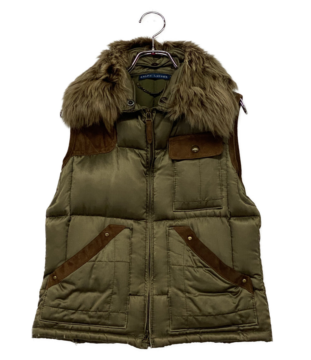RALPH LAUREN ダウンベスト スウェード ファー レディース SIZE S ラルフローレン