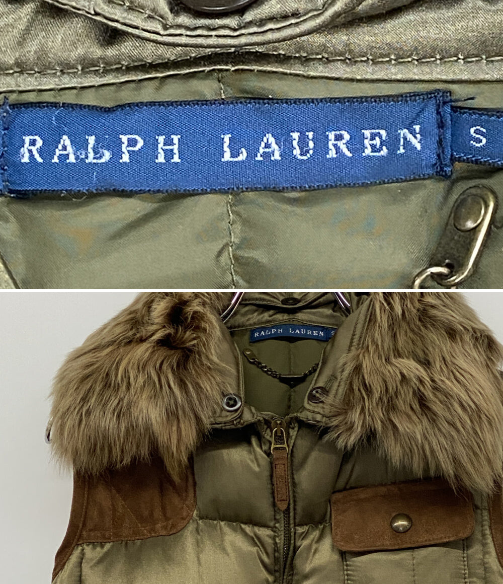 RALPH LAUREN ダウンベスト スウェード ファー レディース SIZE S ラルフローレン