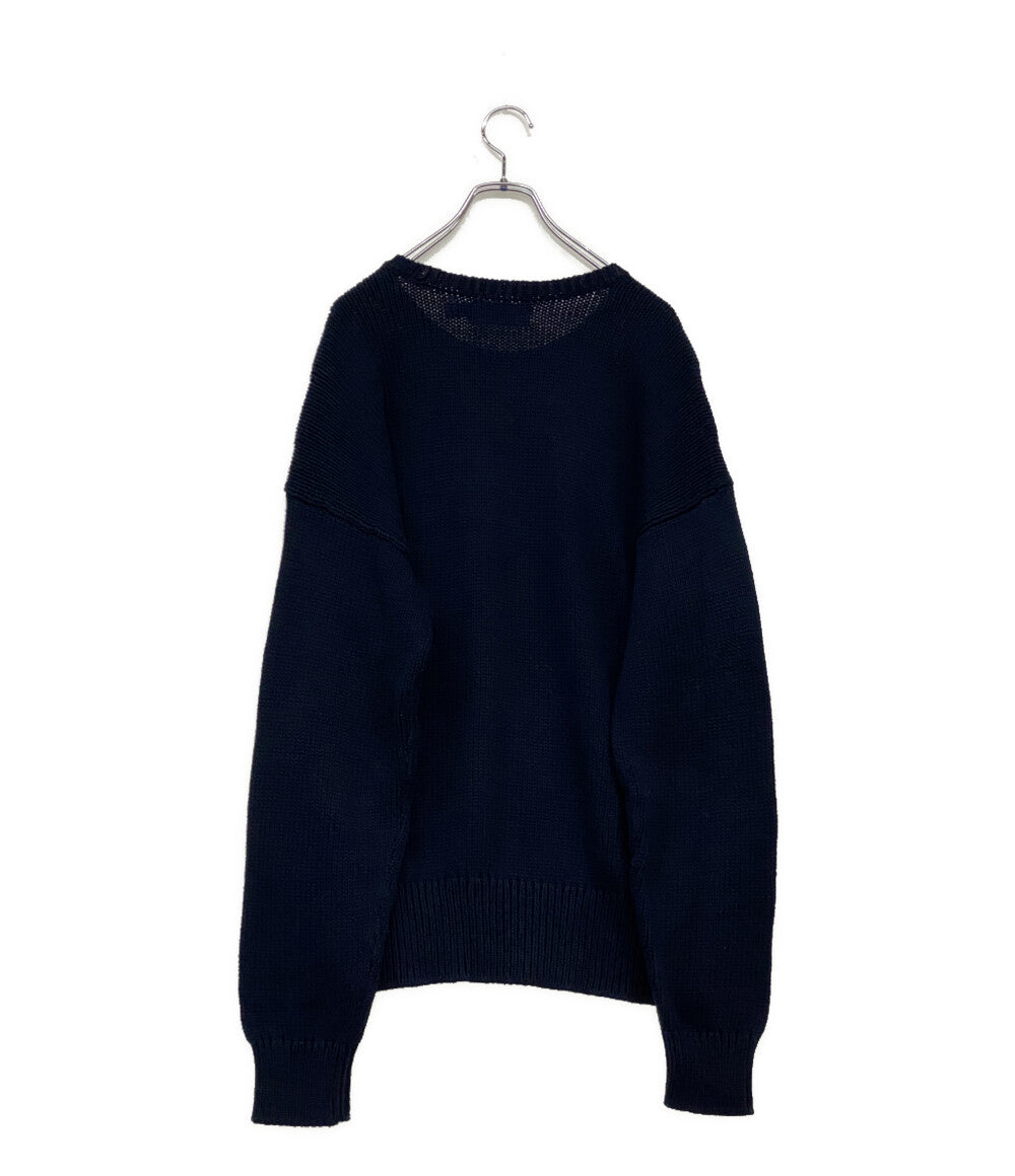 美品 POLO RALPH LAUREN NYC ロゴニット ネイビー メンズ SIZE L ポロ・ラルフローレン